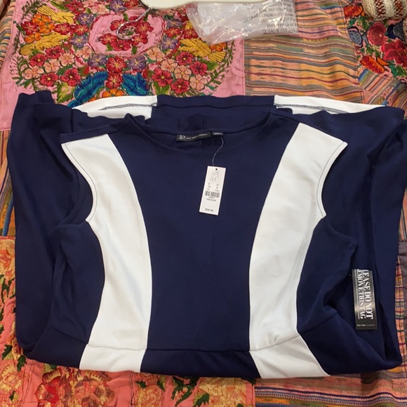 NY&Co front stripe dress white navy women M NWT - Picture 12 of 13